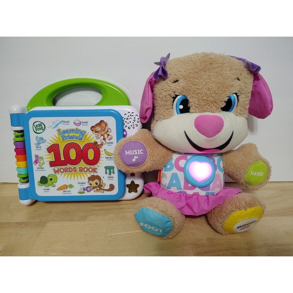Fisher Price Laugh & Learn Puppy Sis Sings/Lights Up And Leap Frog Talking Book